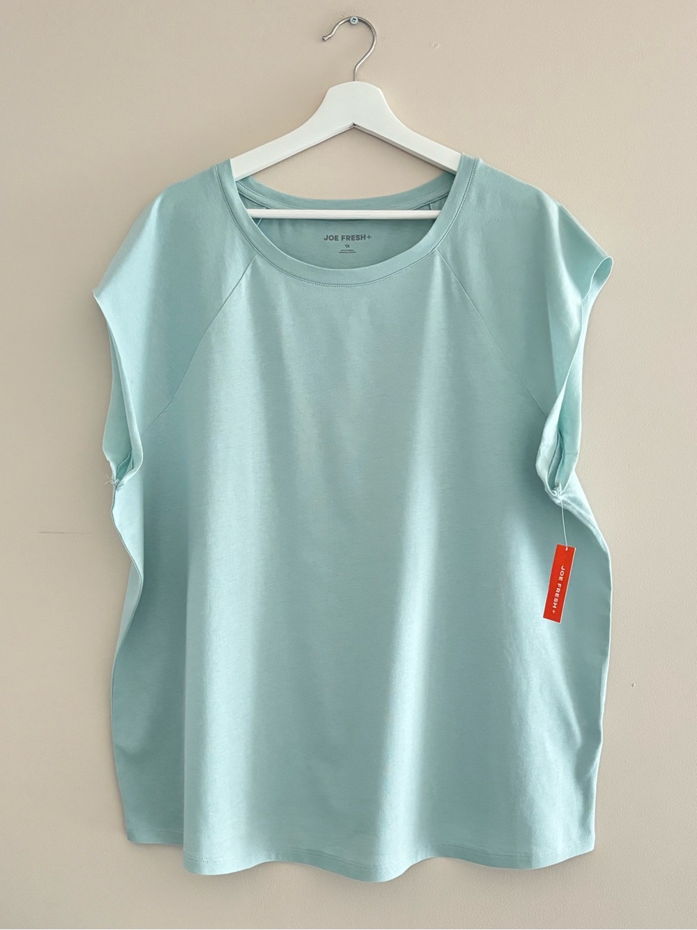 NWT Women’s Scoop Neck Casual Muscle Tee Plus Size 1X Pastel Green - 100% Cotton